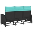 vidaXL L-Shaped Reclining Patio Sofa w/ Cushions in Turquoise/Black Poly Rattan