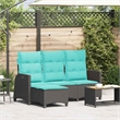 vidaXL L-Shaped Reclining Patio Sofa w/ Cushions in Turquoise/Black Poly Rattan