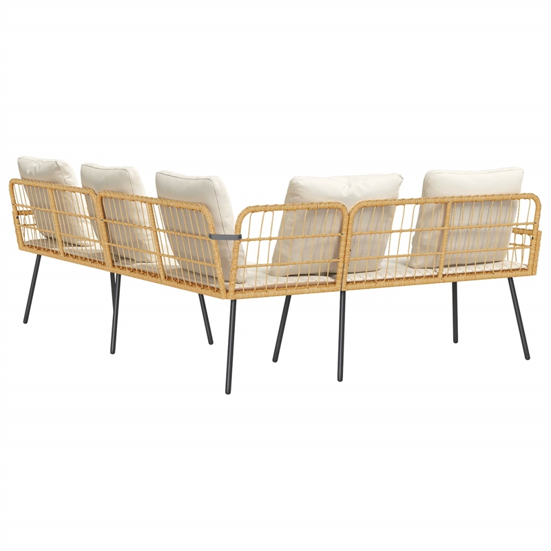 vidaXL Metal Sofa With Cushions in Brown/Cream
