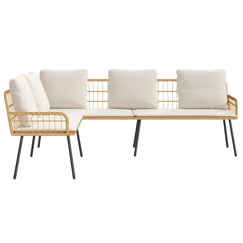 vidaXL Metal Sofa With Cushions in Brown/Cream