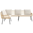 vidaXL Metal Sofa With Cushions in Brown/Cream