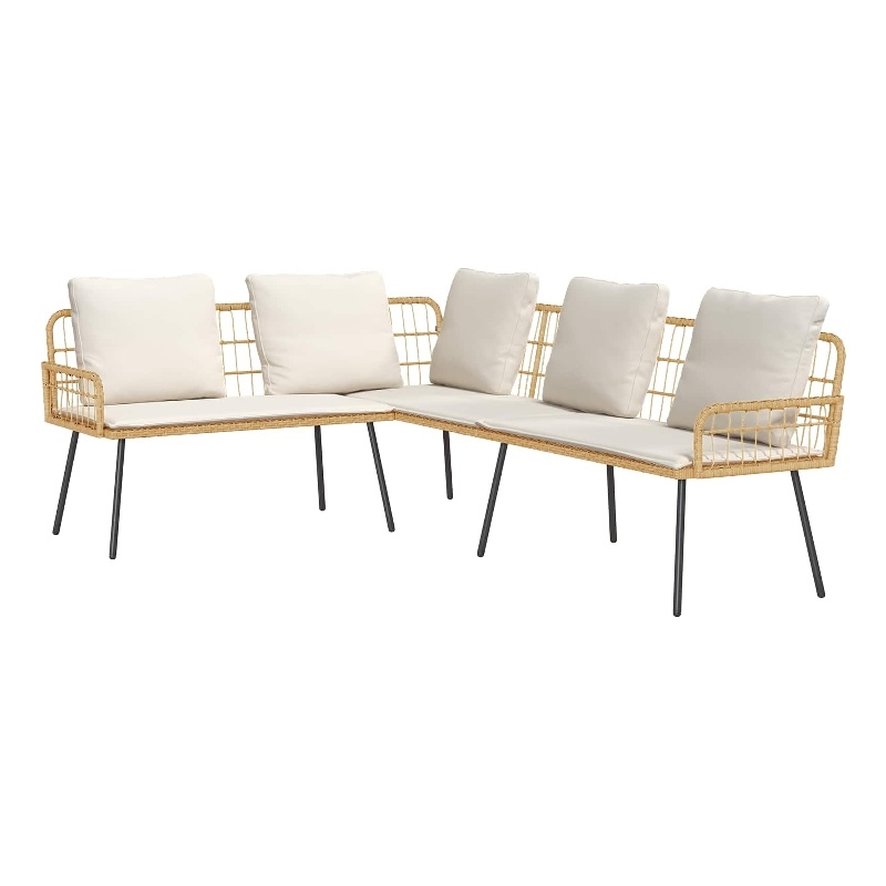 vidaXL Metal Sofa With Cushions in Brown/Cream