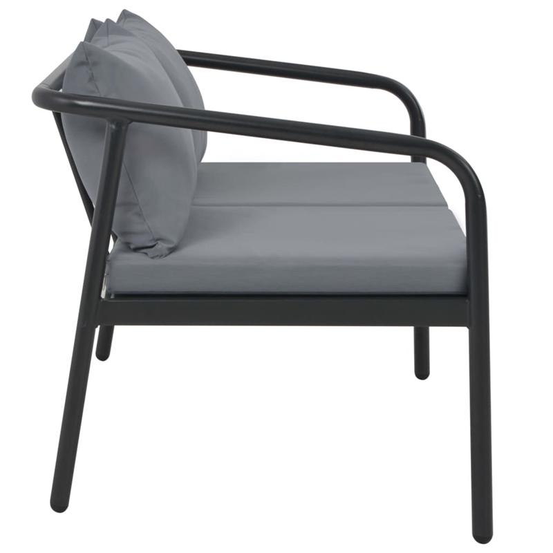 vidaXL Aluminum Sofa With Light Grey Cushions And Polyester in Dark Grey