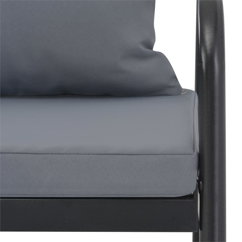 vidaXL Aluminum Sofa With Light Grey Cushions And Polyester in Dark Grey