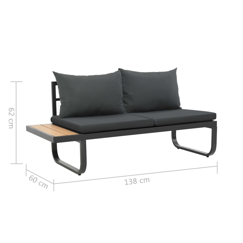 vidaXL Set of 2 Medium Modular Aluminum Sofa Set in Anthracite