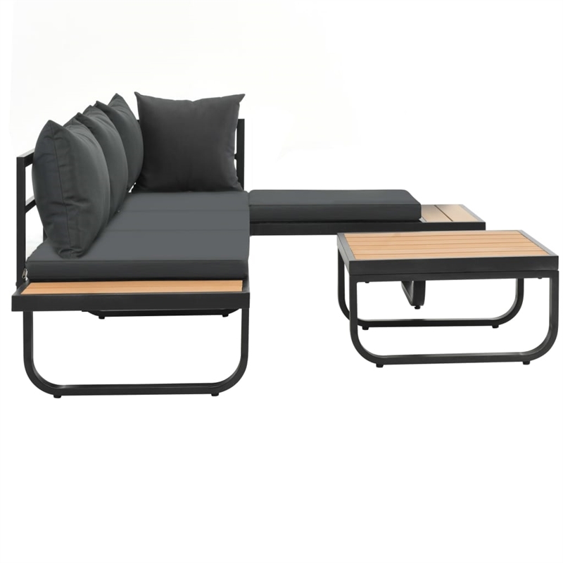 vidaXL Set of 2 Medium Modular Aluminum Sofa Set in Anthracite