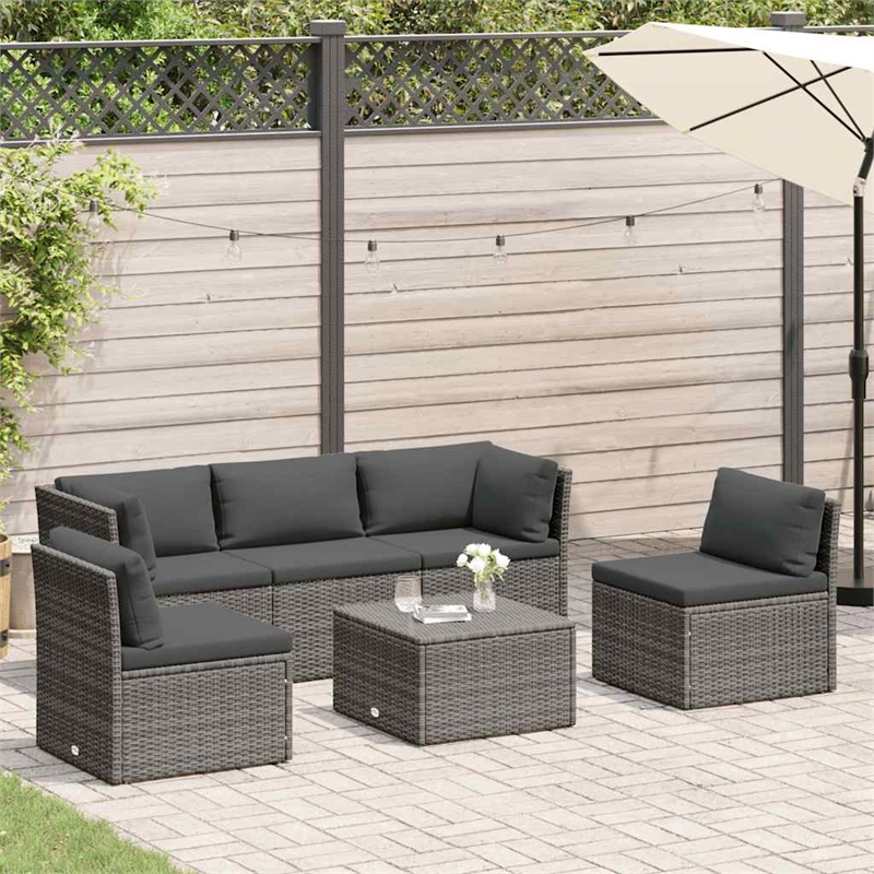 vidaXL Large Poly Rattan And Powder-Coated Steel Sofa Set in Grey