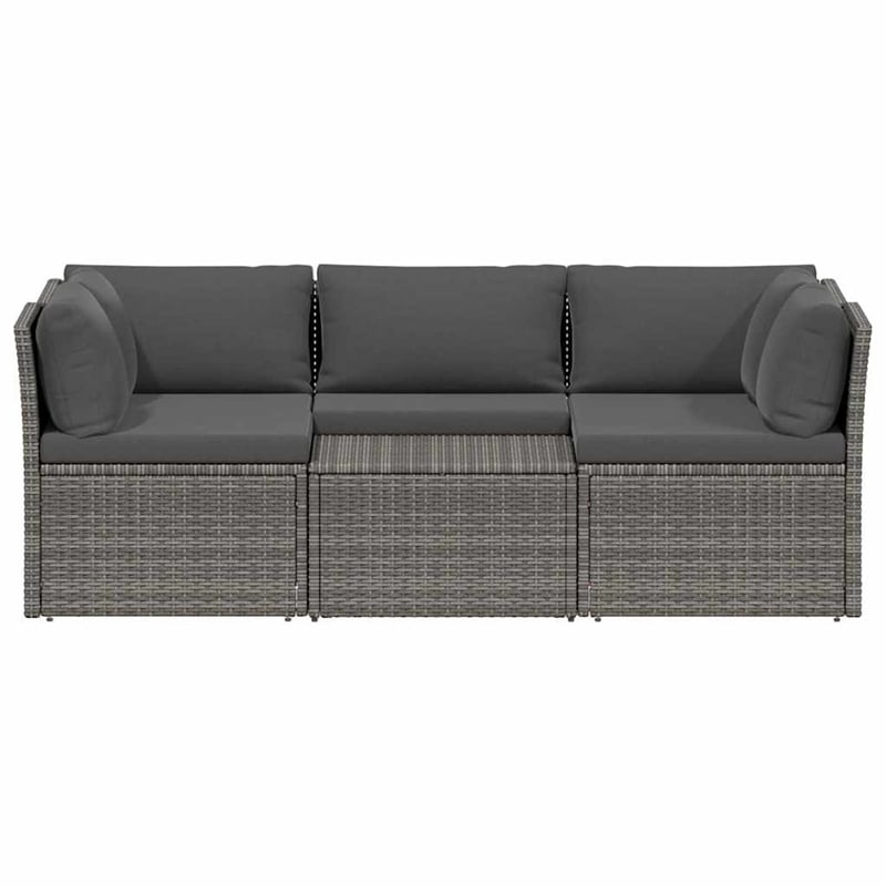 vidaXL Large Poly Rattan And Powder-Coated Steel Sofa Set in Grey