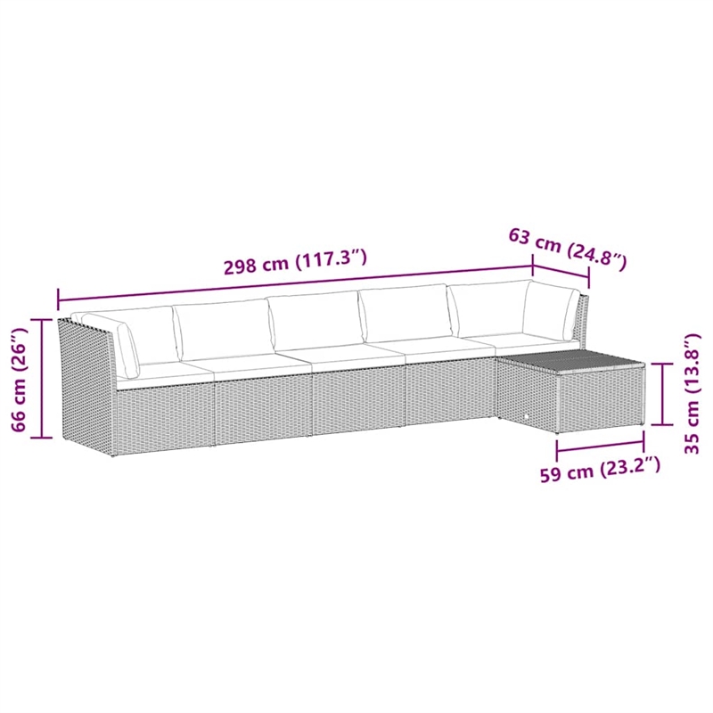 vidaXL Large Poly Rattan And Powder-Coated Steel Sofa Set in Grey