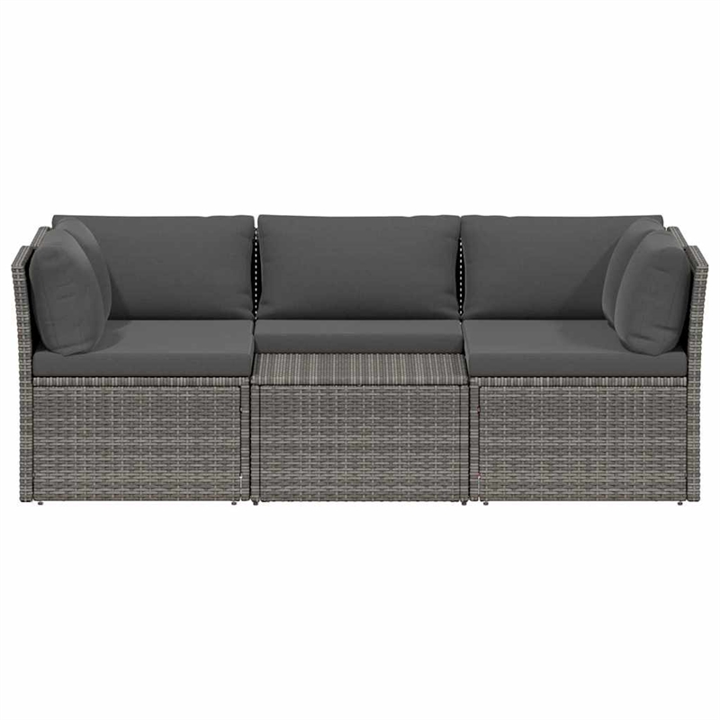 vidaXL Large Poly Rattan And Powder-Coated Steel Sofa Set in Grey
