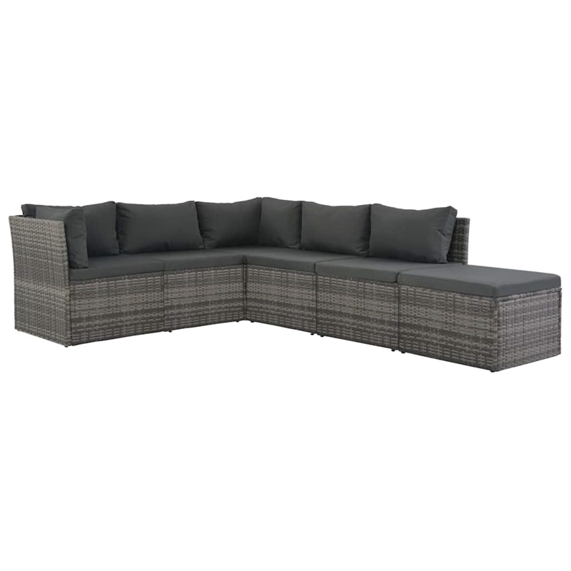 vidaXL Large Poly Rattan And Powder-Coated Steel Sofa Set in Grey