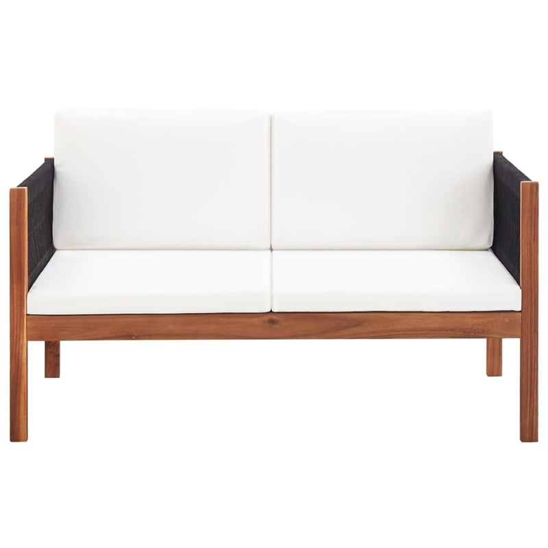 vidaXL Garden Sofa in Natural Wood And Black