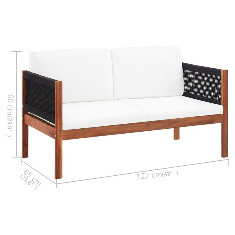 vidaXL Garden Sofa in Natural Wood And Black