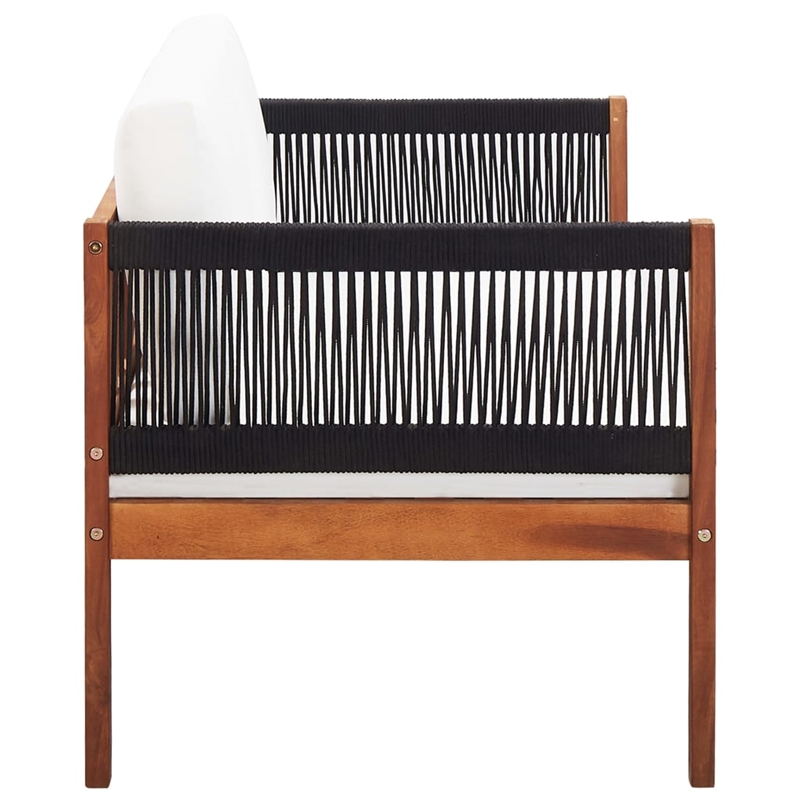 vidaXL Garden Sofa in Natural Wood And Black