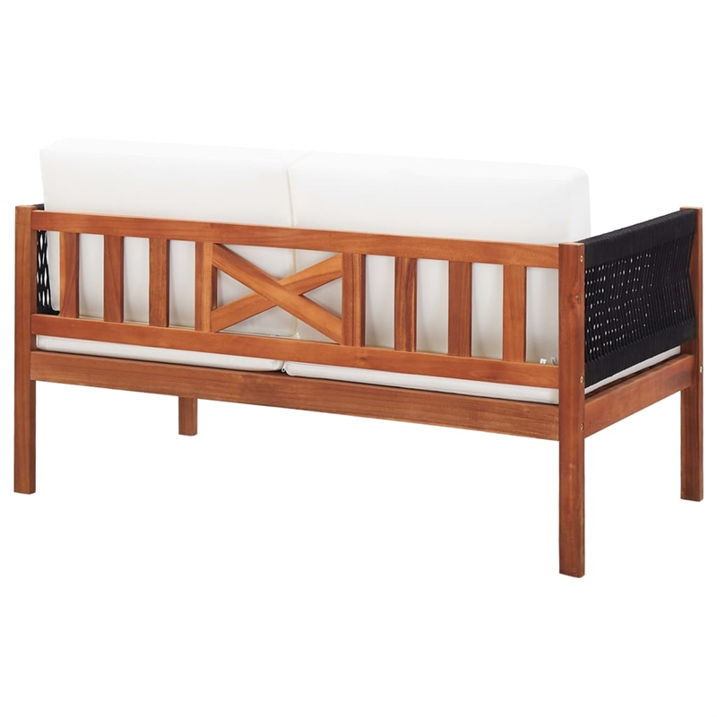 vidaXL Garden Sofa in Natural Wood And Black