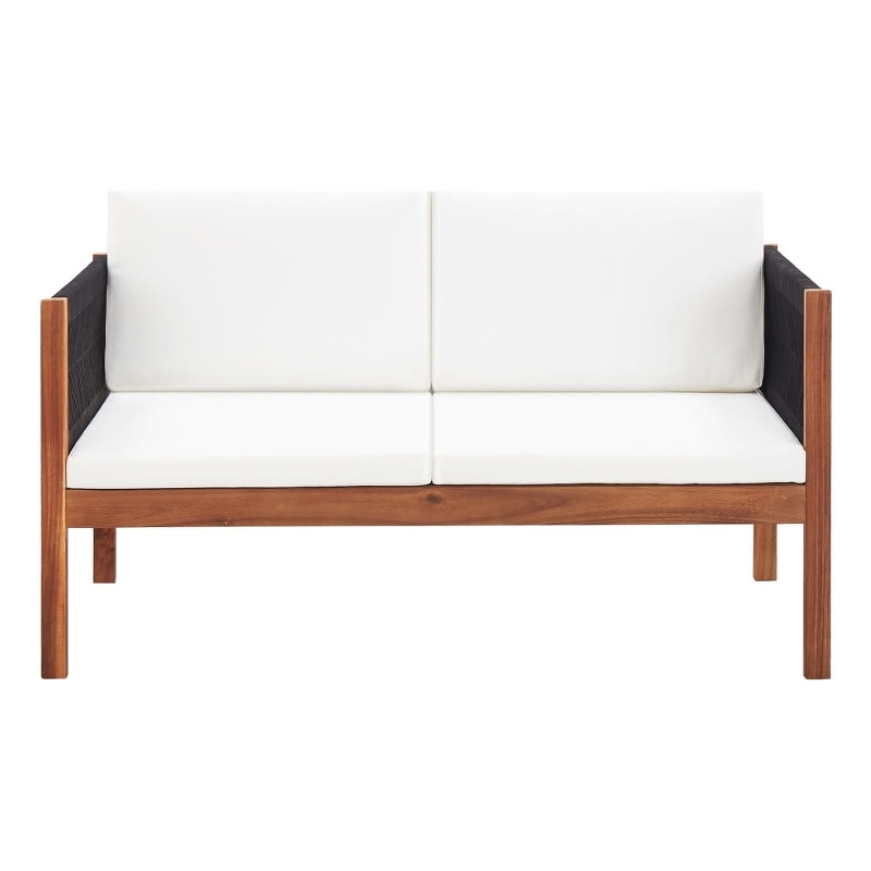 vidaXL Garden Sofa in Natural Wood And Black