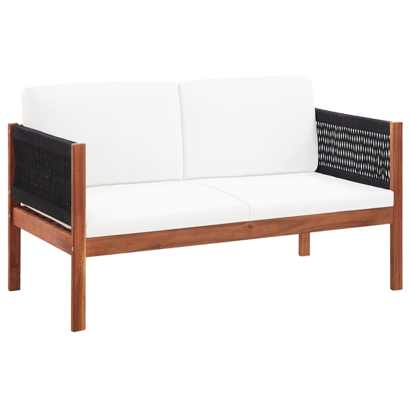 vidaXL Garden Sofa in Natural Wood And Black