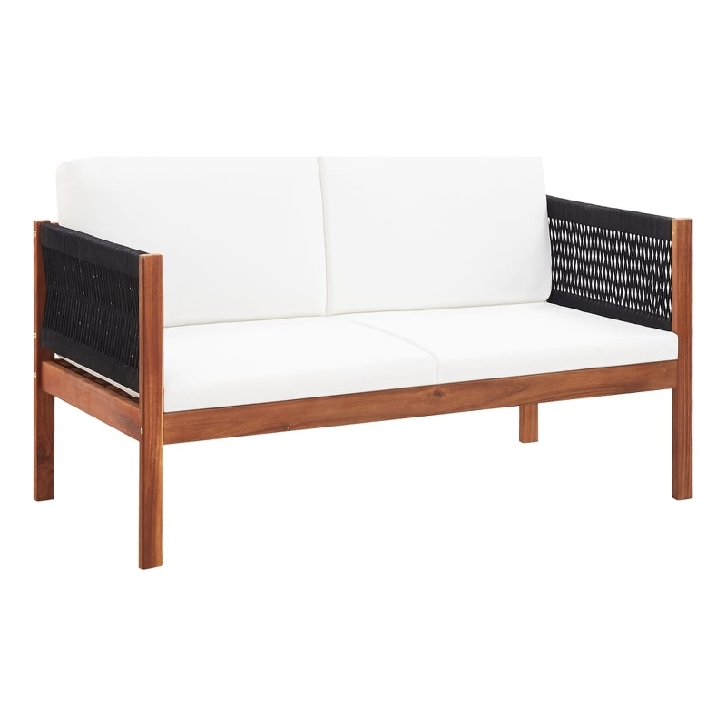 vidaXL Garden Sofa in Natural Wood And Black
