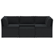 vidaXL Standard Poly Rattan And Powder-Coated Steel Sofa Set in Black
