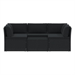 vidaXL Standard Poly Rattan And Powder-Coated Steel Sofa Set in Black