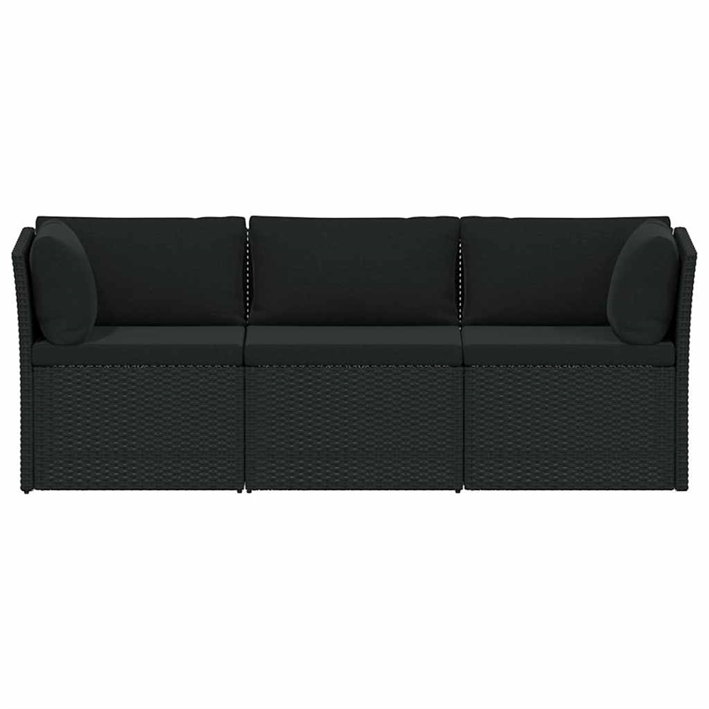 vidaXL Standard Poly Rattan And Powder-Coated Steel Sofa Set in Black