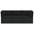 vidaXL Standard Poly Rattan And Powder-Coated Steel Sofa Set in Black