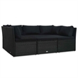 vidaXL Standard Poly Rattan And Powder-Coated Steel Sofa Set in Black