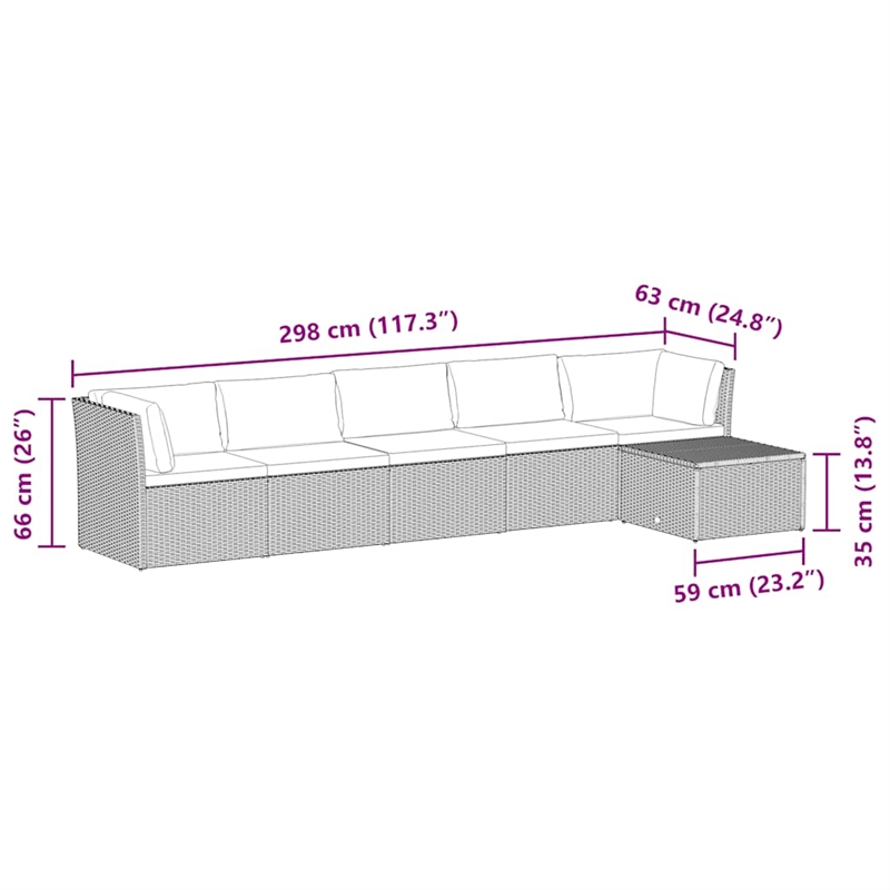 vidaXL Standard Poly Rattan And Powder-Coated Steel Sofa Set in Black