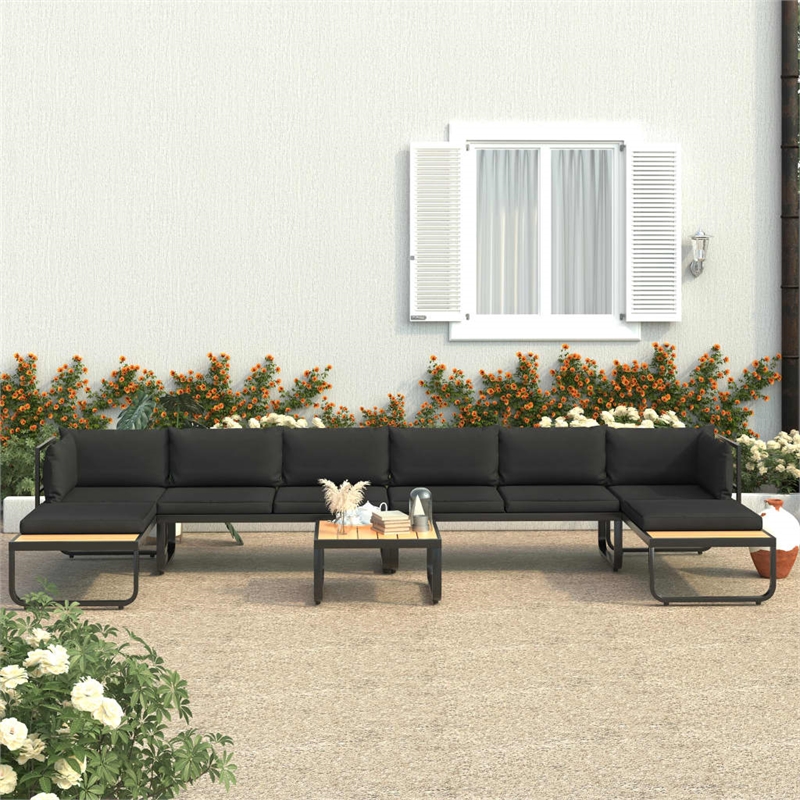 vidaXL Patio Sofa in Dark Grey And Brown