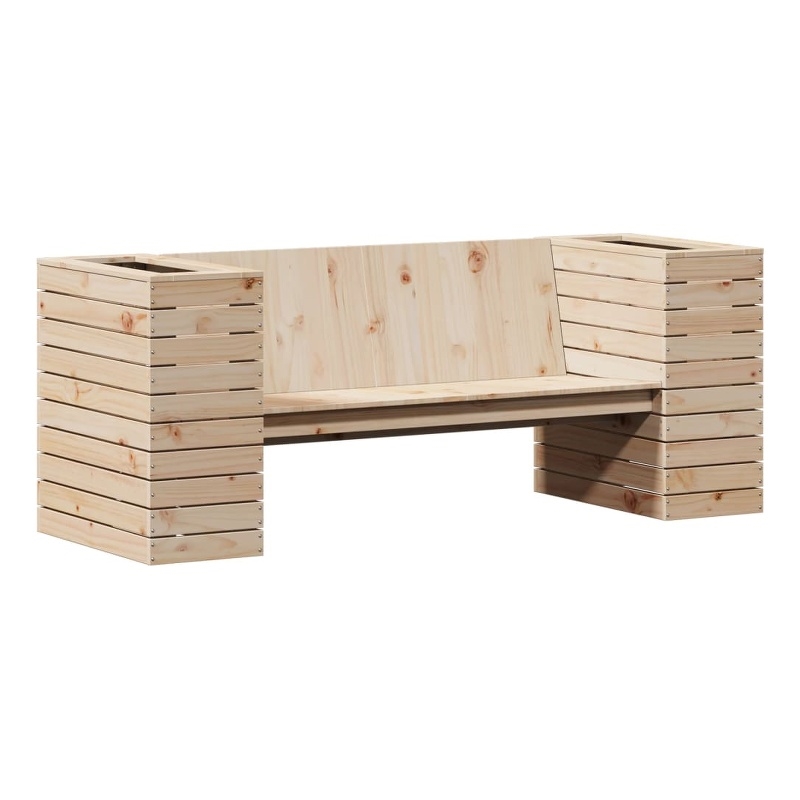 vidaXL Solid Pine Wood Planter Bench in Natural Wood