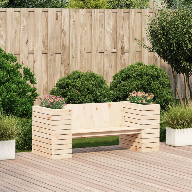 vidaXL Solid Pine Wood Planter Bench in Natural Wood