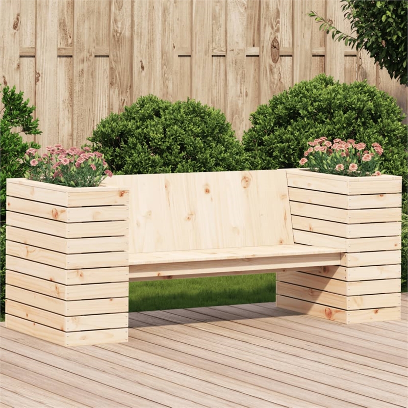 vidaXL Solid Pine Wood Planter Bench in Natural Wood