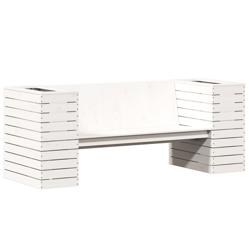 vidaXL Medium Solid Pine Wood Planter Bench in White