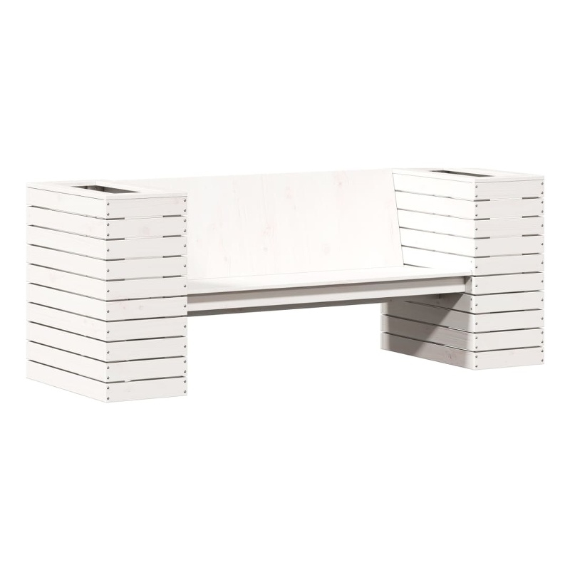 vidaXL Medium Solid Pine Wood Planter Bench in White