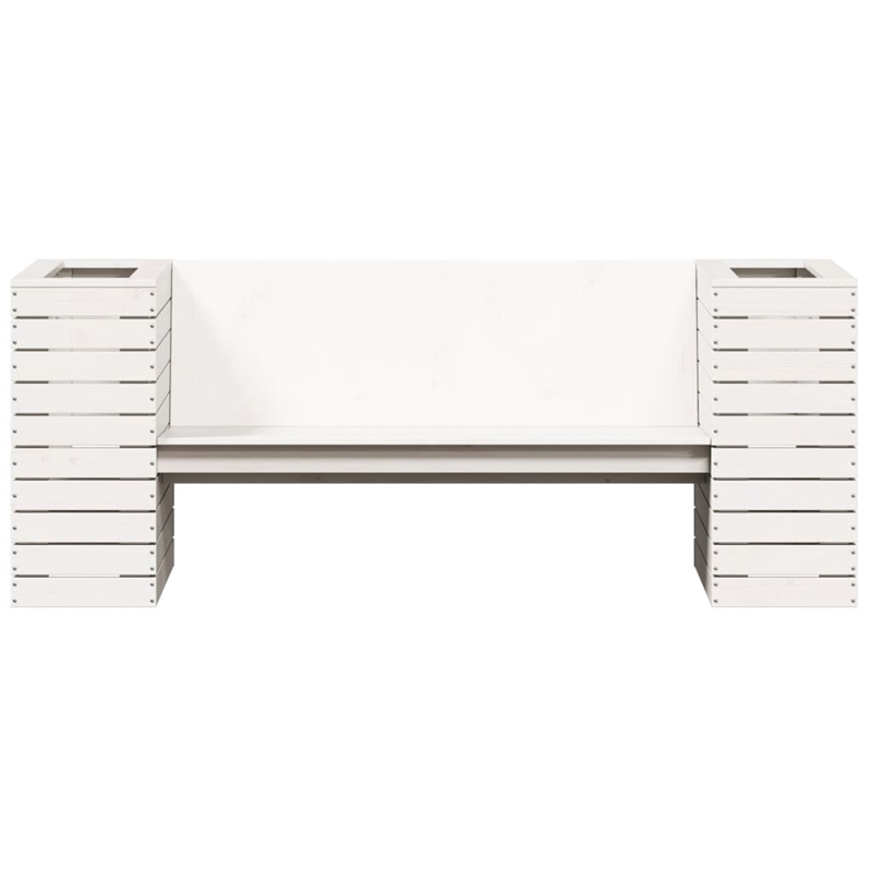 vidaXL Medium Solid Pine Wood Planter Bench in White