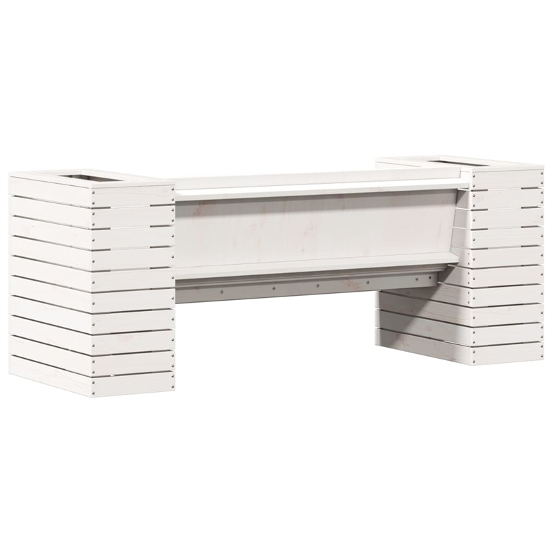 vidaXL Medium Solid Pine Wood Planter Bench in White