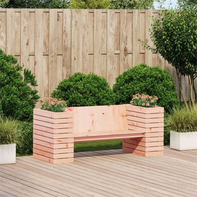 vidaXL Solid Douglas Wood Planter Bench in Natural Wood
