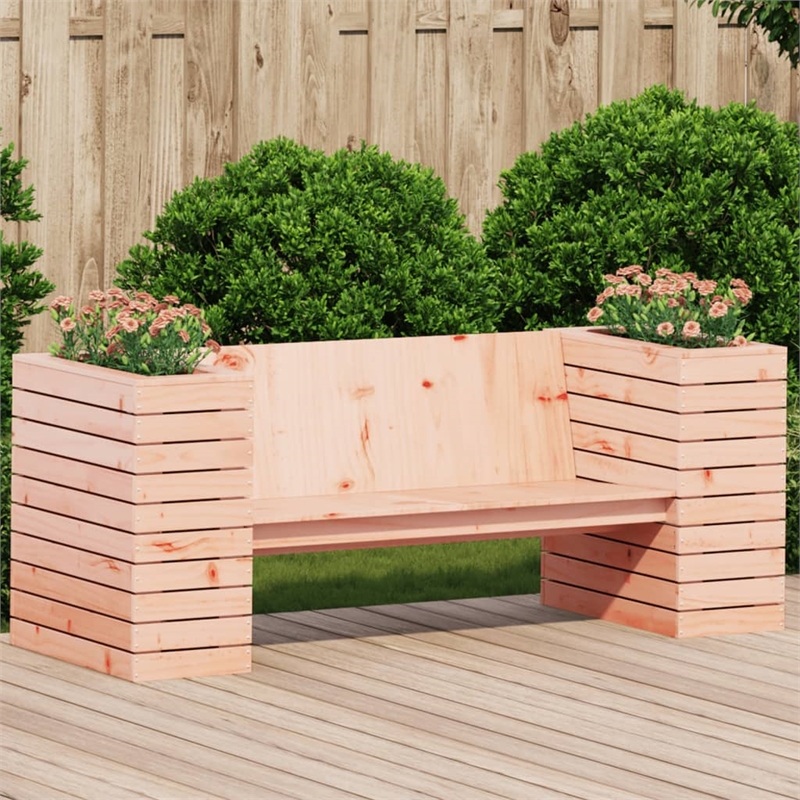 vidaXL Solid Douglas Wood Planter Bench in Natural Wood