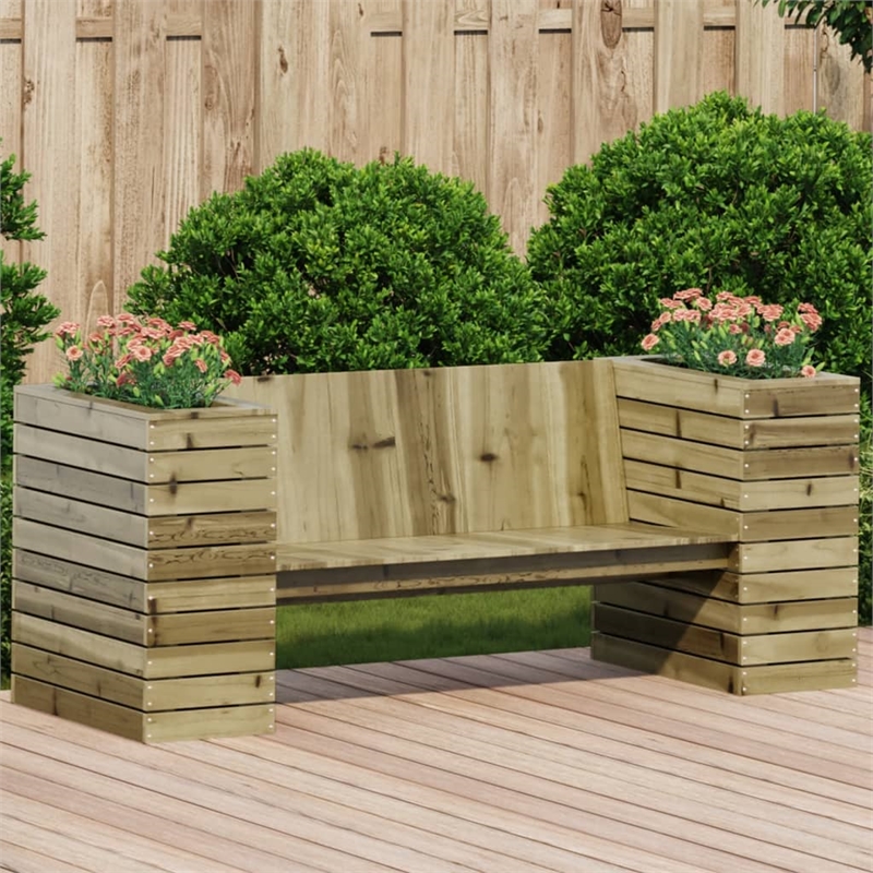 vidaXL Impregnated Pine Wood Planter Bench in Brown