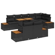 vidaXL 9 Pcs Brown Garden Dining Set With Black Cushions