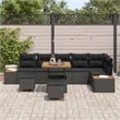 vidaXL 9 Pcs Poly Rattan Garden Sofa Set With Cushions in Black