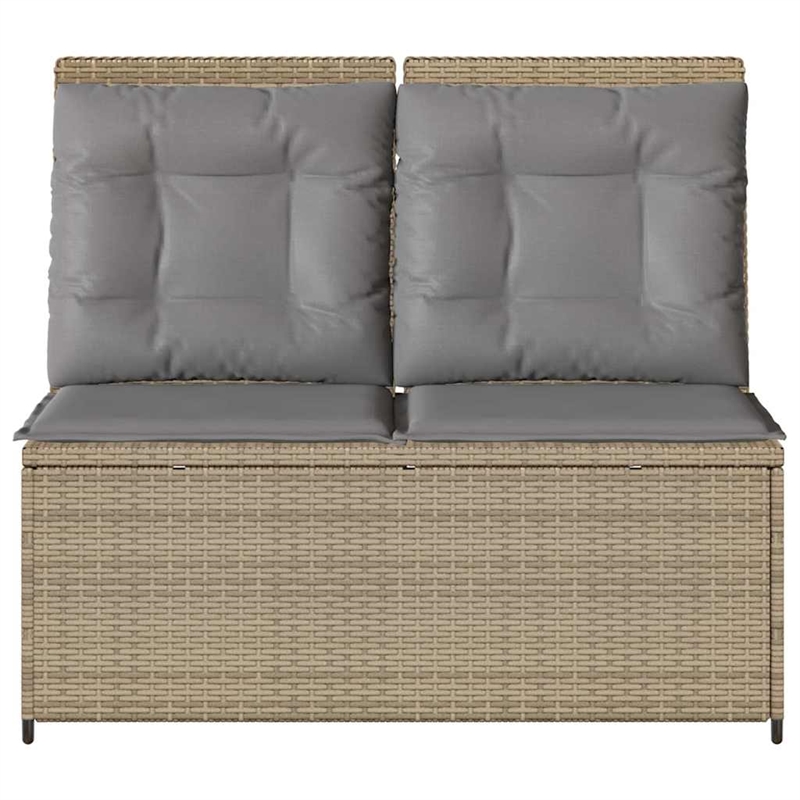 vidaXL PE Rattan Powder-Coated Steel & Polyester Reclining Patio Bench in Beige