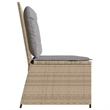 vidaXL PE Rattan Powder-Coated Steel & Polyester Reclining Patio Bench in Beige