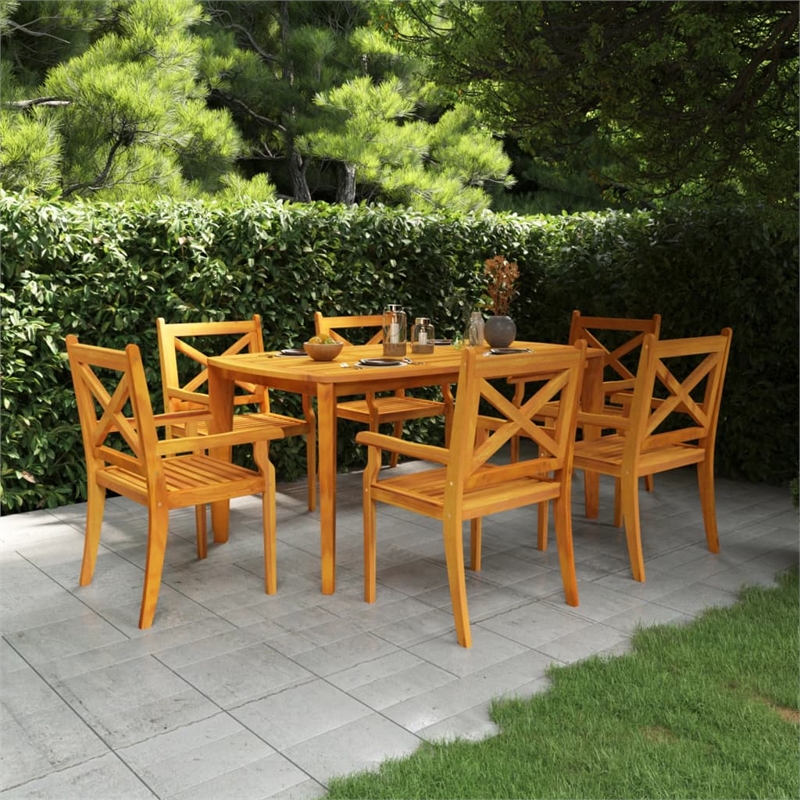 vidaXL Solid Acacia Wood Large Garden Dining Set in Brown