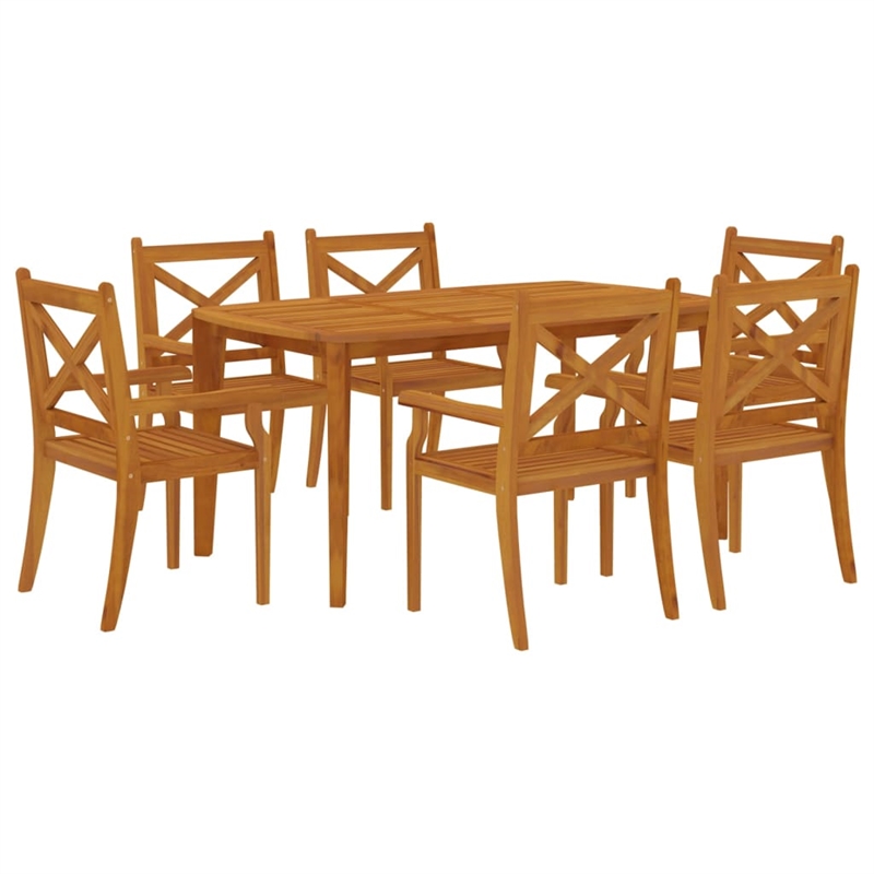 vidaXL Solid Acacia Wood Large Garden Dining Set in Brown