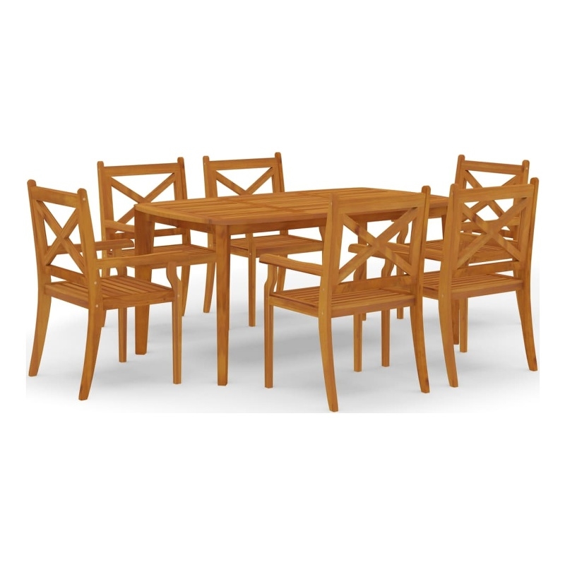 vidaXL Solid Acacia Wood Large Garden Dining Set in Brown