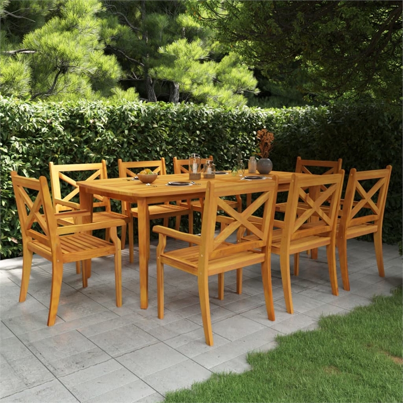 vidaXL Solid Acacia Wood With An Oiled Finish Garden Dining Set in Brown