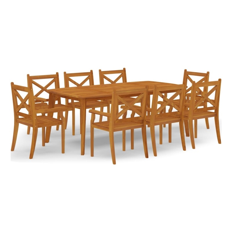 vidaXL Solid Acacia Wood With An Oiled Finish Garden Dining Set in Brown