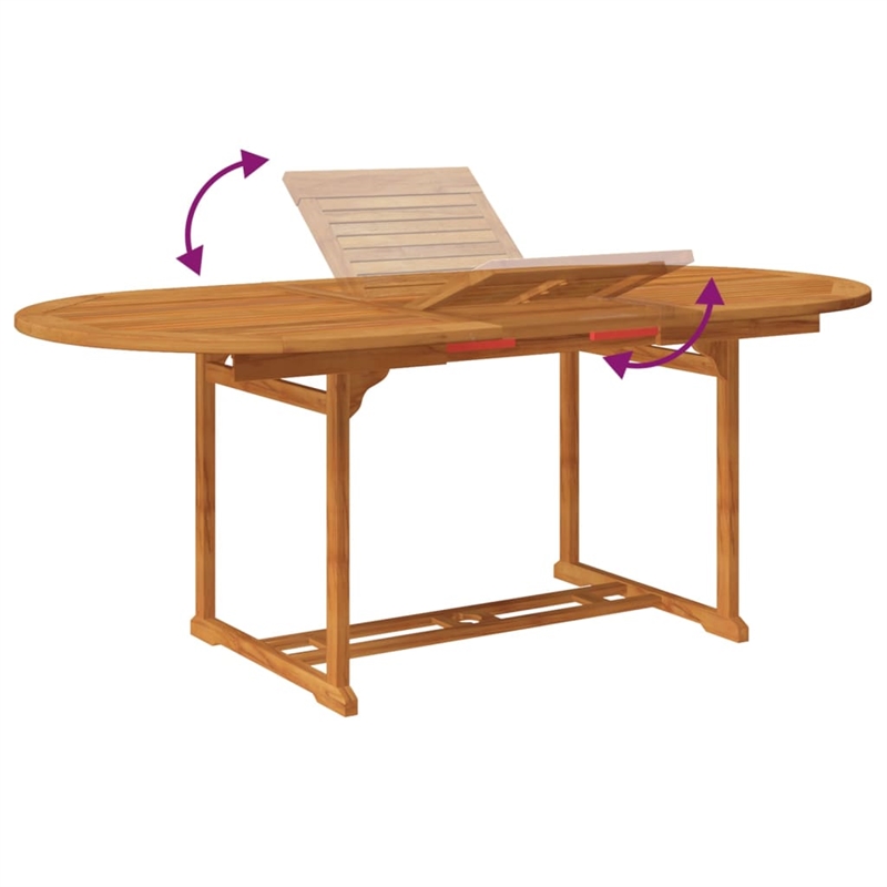vidaXL Solid Acacia Wood Large Expandable Garden Dining Set Natural Wood