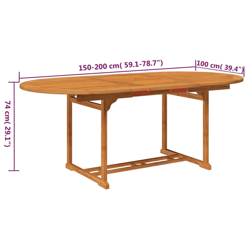 vidaXL Solid Acacia Wood Large Expandable Garden Dining Set Natural Wood